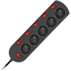 Elgotech Prailginimo laidas 3x1mm 5 lizdai + 6 jungikliai 1,5m juodas EPS-501,5W6-2