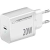 EZC104W Esperanza 20W USB-C PD sieninis įkroviklis, baltas