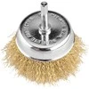 Szczotka 75 mm vielinis šepetys puodelio formos, gofruota viela, padengtas žalvariu, su 6 mm kotu