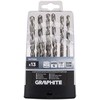 Graphite HSS-G metalo grąžtai, 2–8 mm, 13 vnt. rinkinys