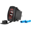Vandeniui atsparus telefono įkroviklis su raudonu LED apšvietimu, 2xUSB 12/24V AMIO-04228