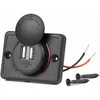 Kvadratinis atsparus vandeniui telefono įkroviklis su raudonu LED apšvietimu, 2xUSB 12/24V AMIO-04230