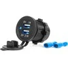 Vandeniui atsparus telefono įkroviklis su mėlynu LED indikatoriumi 3.1A, 2xUSB 12/24V AMIO-04216