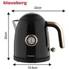 Virdulys, Elektrinis virdulys su termometru, nerūdijančio plieno, juodas, 1,0 l, 1200 W, Klausberg, kb-9017