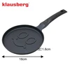 Keptuvė Blynų kepimo forma, su besišypsančio veido raštu, aliumininė, nelimpanti danga, juoda, 18 cm skersmens, Klausberg, kb-7971