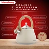 Virdulys, Švilpiantis virdulys, nerūdijančio plieno, smėlio spalvos su medžio imitacijos detalėmis, 2,8 l, Klausberg, kb-7919