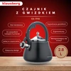 Virdulys, Švilpiantis virdulys, nerūdijančio plieno, juodas su sidabro elementais, 2,8 l, Klausberg, kb-7918
