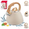 Virdulys, 2,5 l smėlio spalvos plieno virdulys su medžio imitacijos rankena, Klausberg kb-7954