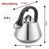 Virdulys, Plieninis virdulys su švilpuku 2,5 l blizgus, indukcinis, Klausberg kb-7947