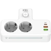 KEL Rozgałęźnik podwójny su włącznikiem i lampką; 2x gniazda wtyczkowe su uziemieniem schuko, 2xgniazdo usb a, 1xgniazdo usb c