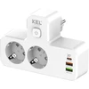 KEL Rozgałęźnik podwójny su włącznikiem i lampką; 2x gniazda wtyczkowe su uziemieniem schuko, 2xgniazdo usb a, 1xgniazdo usb c