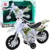 Lean Toys Žaislinis motokrosinis motociklas su šviesos ir garso efektais, baltas