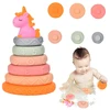 Lean Toys Jutiminė piramidė kūdikiams su vienaragiu, 18 cm