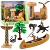 Lean Toys Indėnų figūrėlių rinkinys su kanoja ir totemu