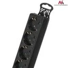 Listwa „Maclean“ ilgintuvas, 5 lizdų prailgintuvas, su jungikliu, juodas, vokiško tipo, 3500 W, 1,4 m, MCE226G