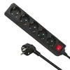 Listwa „Maclean“ ilgintuvas, 5 lizdų prailgintuvas, su jungikliu, juodas, vokiško tipo, 3500 W, 1,4 m, MCE226G