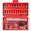 1/4" galvučių ir raktų rinkinys 46 vnt., Cr-V, AMIO-03136