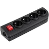 Elgotech Prailginimo laido lizdas x 4 su įžeminimu ir jungikliu, juodas GN-40W-2