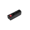 Gniazdo Oem Prailginimo lizdas x 3 su įžeminimu ir jungikliu juodas GN-30W-2