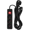 Przedłużacz Prailginimo laidas 3 m, 3 x 1,5 mm2, 3G, juodas, ĮJUNGTA/IŠJUNGTA