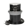 Orno Lizdas Baldų lizdas Ø10cm, ištraukiamas iš stalviršio, su USB įkrovikliu ir 1,5m laidu, 3x2P+Z, 2xUSB, INOX