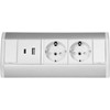 Orno Baldų lizdas 2x2P+Z (Schuko), 2xUSB (tipas A+C; 2.4A), balta ir sidabrinė