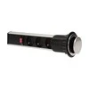 Orno Lizdas Baldų lizdas Ø6cm, ištraukiamas iš stalviršio, su spyna ir 1,8m laidu, 3x2P+Z, INOX