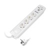 Orno Listwa Apsauginė juostelė nuo viršįtampių, 4 lizdai 2P+Z (Schuko), 3x1.0mm² laidas, 3m, su apšviestu dvipoliu jungikliu. 16A/230 VAC, 3 tipo viršįtampių apsauga, 2xUSB 2.1A įkroviklis, balta