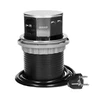 Orno Lizdas Baldinis lizdas Ø10cm, ištraukiamas iš stalviršio, su USB įkrovikliu ir 1,5m laidu, 3x2P+Z, 2xUSB, INOX, schuko