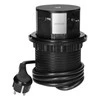 Orno Lizdas Baldinis lizdas Ø10cm, ištraukiamas iš stalo su indukciniu įkrovikliu, USB įkrovikliu ir 1,5m laidu, 3x2P+Z (Schuko), Qi 1.2.4 maks. 10W, USB A+C QC 3.0