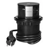 Orno Lizdas Baldinis lizdas Ø10cm, ištraukiamas iš stalo su indukciniu įkrovikliu, USB įkrovikliu ir 1,5m laidu, 3x2P+Z, Qi 1.2.4 maks. 10W, USB A+C QC 3.0