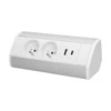 Orno Lizdas Baldinis lizdas 2x2P+Z, 2xUSB (A+C tipo; 2.4A), baltas-sidabrinis