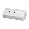 Orno Baldų lizdas 2x2P+Z (Schuko), 2xUSB (tipas A+C; 2.4A), balta ir sidabrinė
