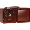 Gniazdo Lizdas Dvigubas 2P+Z lizdas, atsparus vandeniui, su gaminio spalvos dangteliu, IP44, SMART, rudas