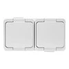 Gniazdo Lizdas Dvigubas lizdas 2x 2P+Z SCHUKO, atsparus vandens purslams, su dangteliu gaminio spalvos, IP44, SMART, baltas