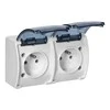Orno Lizdas Dvigubas kištukinis lizdas 2x2P+Z AQUATIC, IP44, baltai dūminis