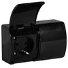 Orno Dvigubas lizdas 2x2P+E Schuko AQUATIC, IP44, juodas, 10 vnt.