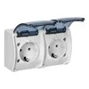 Orno Lizdas Dvigubas lizdas 2x2P+Z Schuko AQUATIC, IP44, baltai dūminis