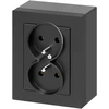 Orno Lizdas podwójne n/t 2x2P+Z Malta, 16 A, 250 V, NT-6M, juoda mat