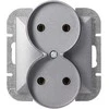 Gniazdo Lizdas Dvigubas kištukinis lizdas 2x2P Pearl, 16A, 250V, PT-5PR, antracito spalvos