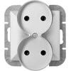 Gniazdo Lizdas Dvigubas kištukinis lizdas 2x2P Pearl, 16A, 250V, PT-5PR, sidabrinis