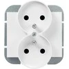 Gniazdo Lizdas Dvigubas kištukinis lizdas 2x2P+Z Onyx, 16A, 250V, PT-6OR, baltas