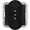Gniazdo Lizdas Dvigubas kištukinis lizdas 2x2P+Z Pearl, 16A, 250V, PT-6 PR, juodas