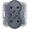 Gniazdo Lizdas Dvigubas kištukinis lizdas 2x2P+Z Pearl, 16A, 250V, PT-6 PR, antracito spalvos