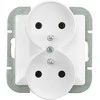Gniazdo Lizdas Dvigubas kištukinis lizdas 2x2P+Z Pearl, 16A, 250V, PT-6 PR, baltas