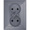 Gniazdo Lizdas Dvigubas kištukinis lizdas 2x2P+Z Pearl, 16A, 250V, PT-6 P, antracito spalvos