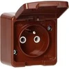 Gniazdo Lizdas Viengubas 2P+Z lizdas, atsparus vandens purslams, su atvartu, gaminio spalvos, IP44, SMART, rudas