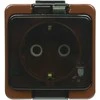 Gniazdo Lizdas Vienas lizdas 2P+Z SCHUKO atsparus purslams su dūmų sklende IP44, SMART, rudas