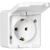 Gniazdo Lizdas Viengubas 2P+Z SCHUKO lizdas, atsparus vandens purslams, su atvartu, atitinkančiu gaminio spalvą, IP44, SMART, baltas