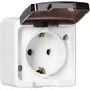 Gniazdo Lizdas Vienas lizdas 2P+Z SCHUKO atsparus purslams su dūmų sklende IP44, SMART, baltas